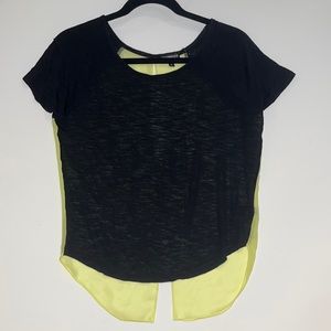 Brand: Express; Black and Yellow Sheer Top; Size Medium